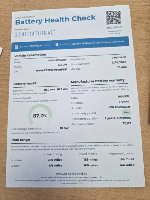 2020 Volkswagen ID.3 0.0 150kW Life Pro Performance 58kWh 5dr Auto